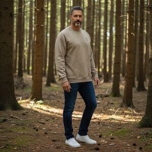 Rungne Men’s Large Scramble Crew Tan Beige Sweatshirt